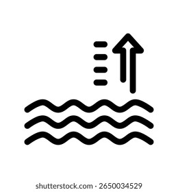 Sea Level Rise Icon Climate Line Style Vector Illustration
