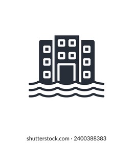 sea level rise icon. vector.Editable stroke.linear style sign for use web design,logo.Symbol illustration.