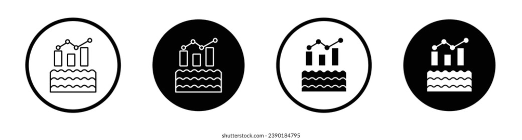 Sea Level vector icon set. Rising water level measurement vector symbol suitable for apps and websites UI designs.