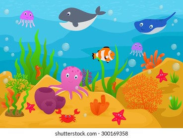 Sea life animal cartoon