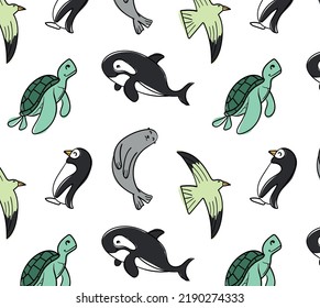 sea life animal vector pattern for tee print