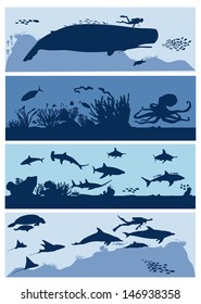 Sea life aquarium, vector