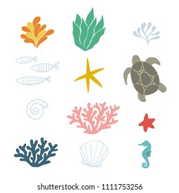 Sea life blue pattern