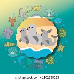 Sea Life Cartoon Stock Vector (Royalty Free) 1102530233 | Shutterstock