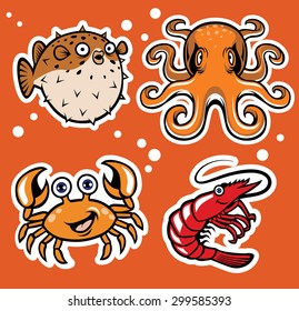 sea life cartoon character pack
