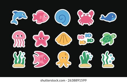 Sea Life Cartoon Illustration Pack