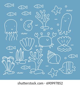 sea life cartoon print. 