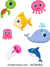 Sea Life Cartoon Set