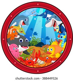 sea life cartoon set