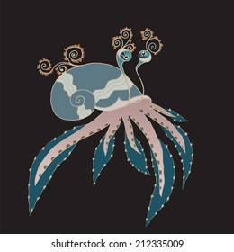 Sea life. Cartoon vector illustration.