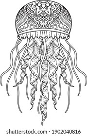 sea life coloring page illustration and print design