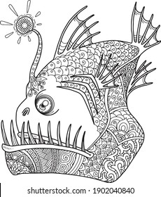 sea life coloring page illustration and print design