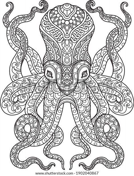 Sea Life Coloring Page Illustration Print Stock Vector (Royalty Free ...