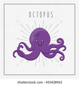 Sea life concept represented by purple octopus icon. Colorfull illustration. 