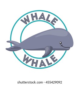 Sea life concept represented by whale icon over seal stamp. Colorfull illustration. 