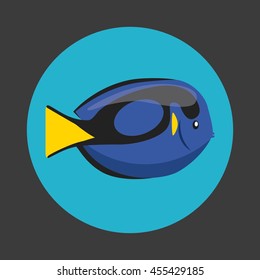 Sea life concept represented by tropical fish icon over seal stamp. Colorfull illustration. 