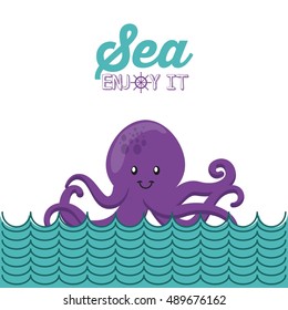 sea life conceptual poster vector illustration design