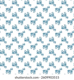 Sea Life With Crabs Seamless Vector Pattern Design 