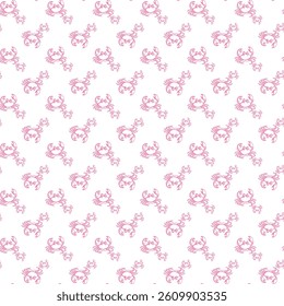 Sea Life With Crabs Seamless Vector Pattern Design 