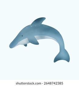 Sea Life Creature Dolphin Watercolor Painting 
