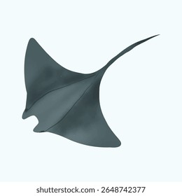 Sea Life Creature Manta Ray Fish Watercolor Painting 