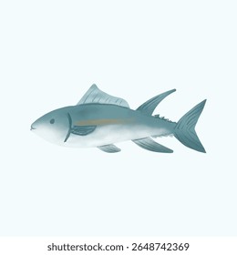Sea Life Creature Tuna Fish Watercolor Painting 