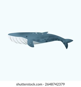 Sea Life Creature Whale Watercolor Painting 