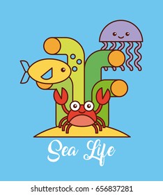 sea life flat draw