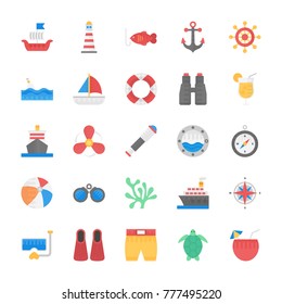 Sea Life Flat Vector Icons