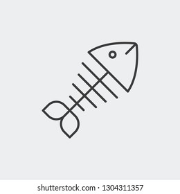 Sea life, sea food, fish, meat, skeleton, fish bone modern clear flat outline vector icon