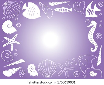 Sea life frame. Vector illustration.