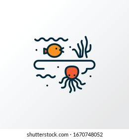 Sea life icon colored line symbol. Premium quality isolated underwater element in trendy style.