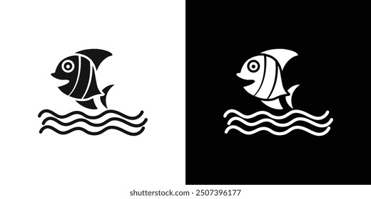 Sea Life icon Flat vector set outline