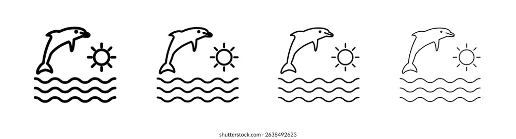 Sea Life icon Outline sign symbol set