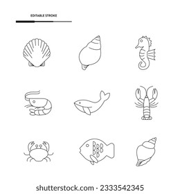 Sea Life Icon Set Vectordesign.