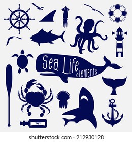 Sea Life Icon Set,nautical