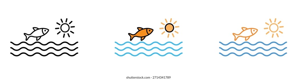 Vector del icono de la vida marina. pesca del Ocio del verano, símbolo del ambiente acuático. Ilustración vectorial.