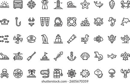 Sea life icons High-Quality Vector Icons Collection with Editable Stroke. Ideal for Professional and Creative Projects