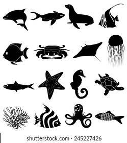 Sea life icons set