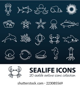 sea life outline icons