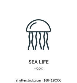 Sea life outline vector icon. Thin line black sea life icon, flat vector simple element illustration from editable food concept isolated stroke on white background