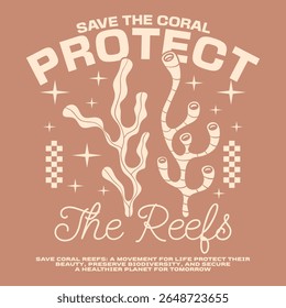 Sea Life poster design for print, Retro ocean environment t-shirt design, Sea animal conservation graphic