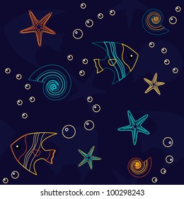 Sea life seamless pattern