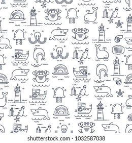 Sea life seamless pattern