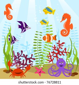 Sea life seamless pattern