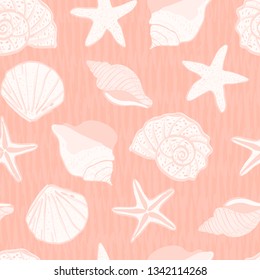 sea life sea shells seamless pattern. under the sea