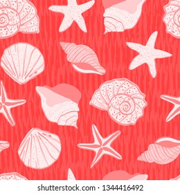 sea life sea shells seamless pattern. under the sea