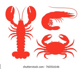 Sea life silhouette. Isolated sea life on white background