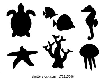 sea life silhouettes