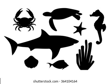 sea life silhouettes
